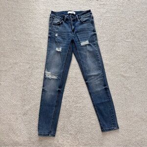 VERVET BY FLYING MONKEY Blue Skinny Jeans with Distressed Details